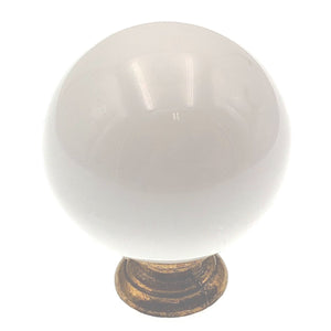Hickory Hardware English Cozy 1 1/4" Lancaster Hand Polished Brass and White Porcelain Ball Cabinet Knob P21-LP