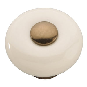 Hickory Hardware 1 1/4" Almond Porcelain Cabinet Knob, Bronze Stem P222-VBZLAD