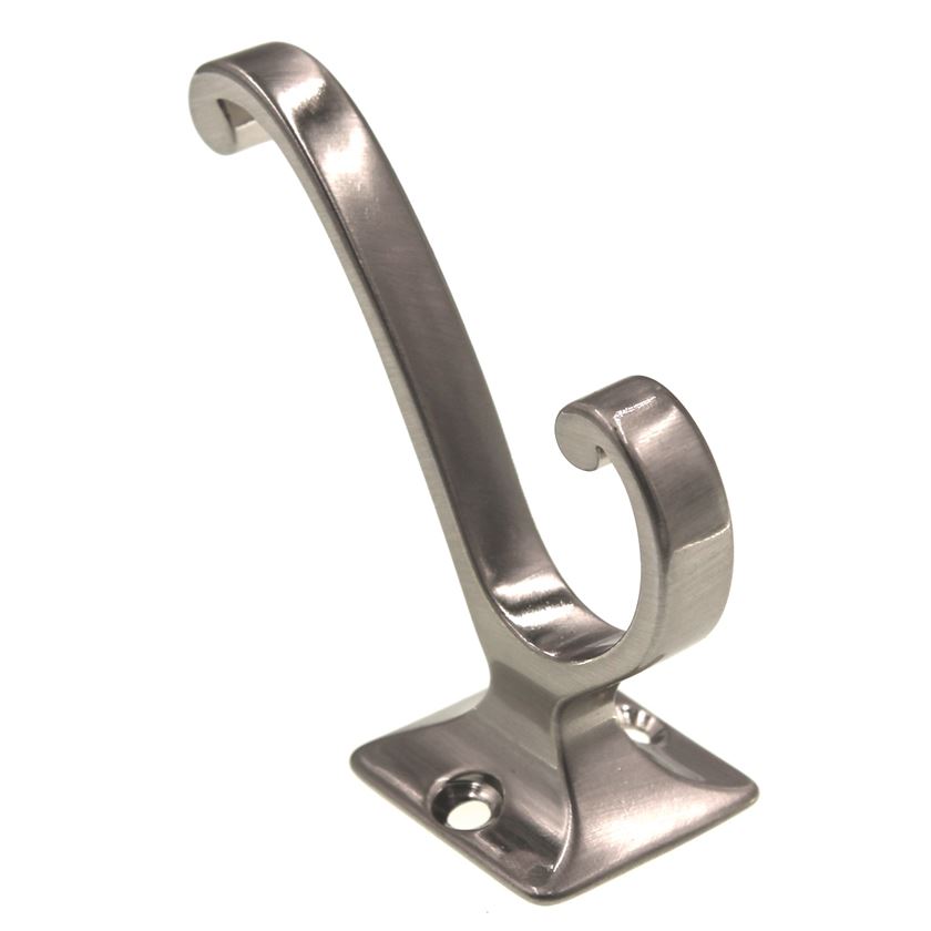Hickory Hardware Double Utility Swirl Coat Hook Satin Nickel P25024SN