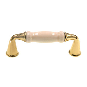 Hickory Hardware Tranquility Polished Brass with Ivory Insert 3"cc Cabinet Handle Pull P260-IV