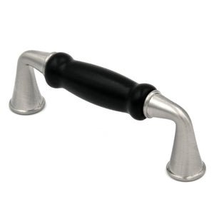 Hickory Hardware Tranquility Satin Nickel and Black Smooth Cabinet 3"cc Handle Pull P260-SNB