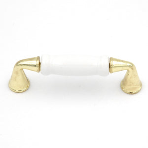 Hickory Tranquility P260-W Polished Brass White 3"cc Arch Cabinet Handle Pull