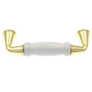 Hickory Tranquility P260-W Polished Brass White 3"cc Arch Cabinet Handle Pull