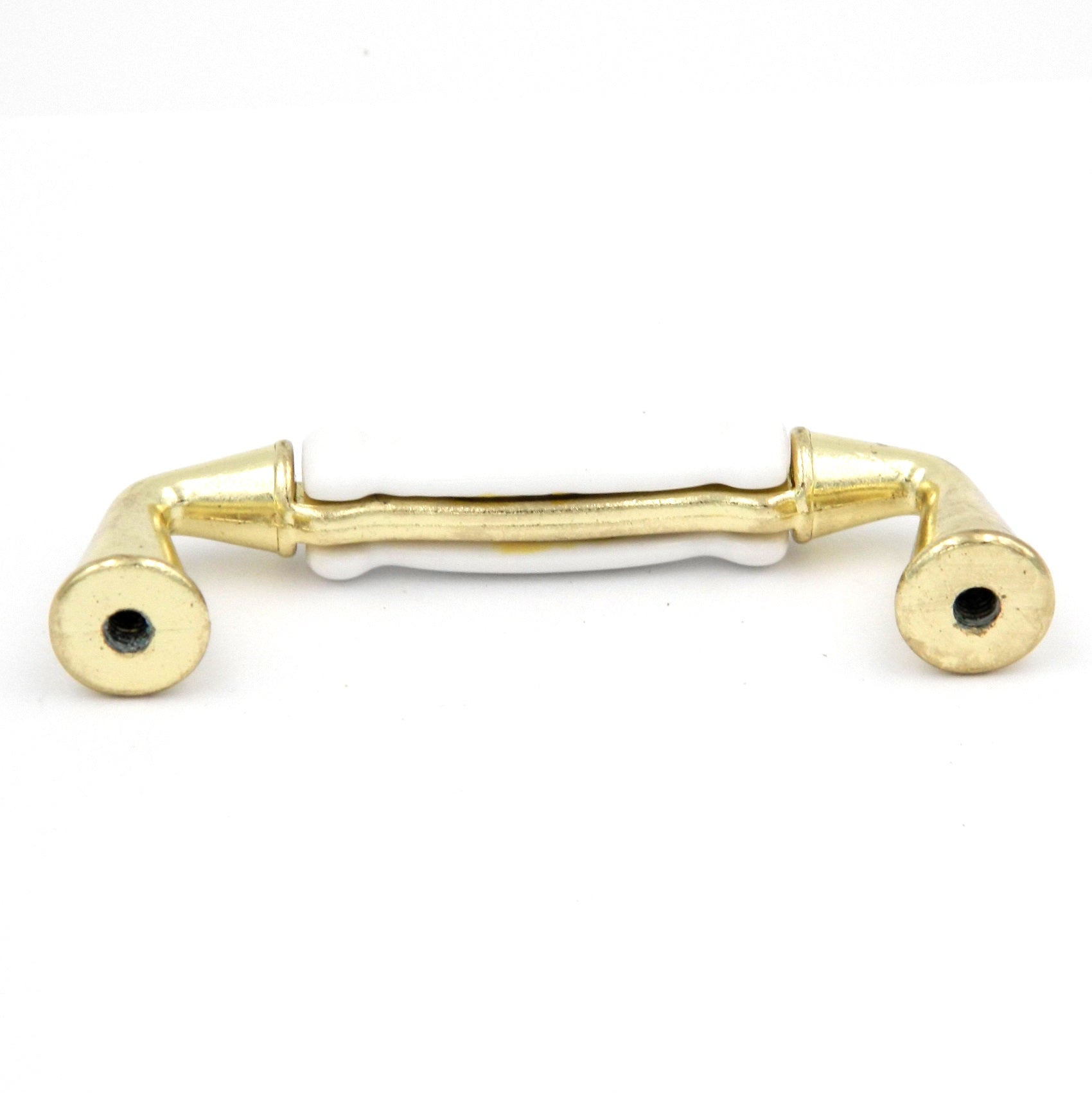 10 Pack Hickory Tranquility P260-W Polished Brass White 3"cc Arch Cabinet Handle Pull