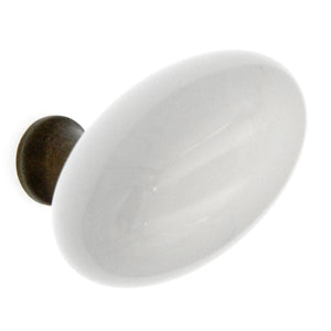 Hickory Hardware English Cozy 1 1/2" Lancaster Hand Polished Brass and White Cabinet Knob P27-W