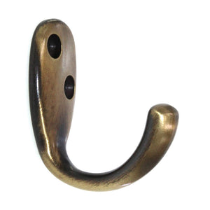 Hickory Hardware Single Prong Utility Coat Hook Antique Brass P27100-AB
