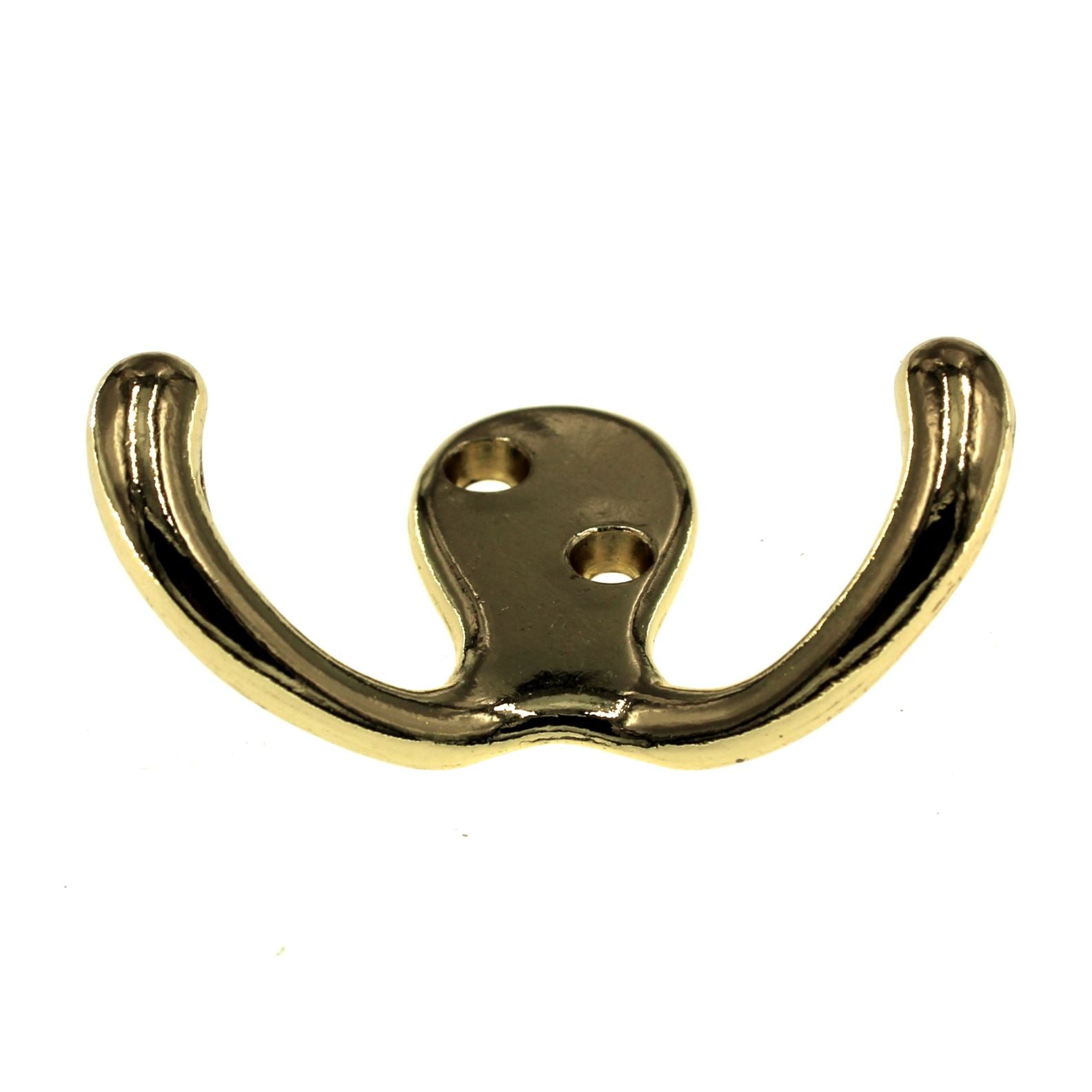 Belwith Utility Hooks Polished Brass Double Prong Robe Wall Hook P2711