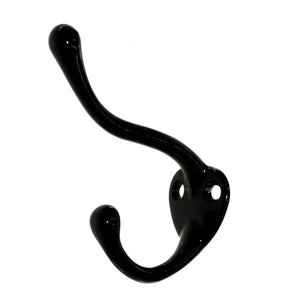 Belwith Utility Hooks Black Double Prong Wall Hook Coat Robe Or More P27120-BL