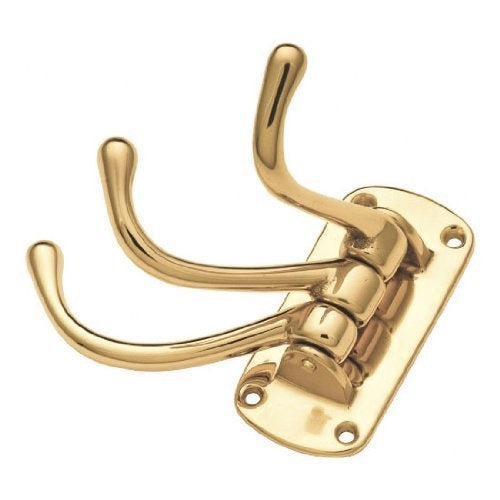 Hickory Hardware Polished Brass Triple Prong Swivel Coat & Hat Hook P27350