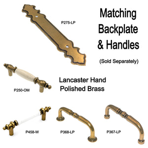 Hickory P458-W Lancaster Hand Polished Brass, White Ceramic 3"cc Bar Pull Handle