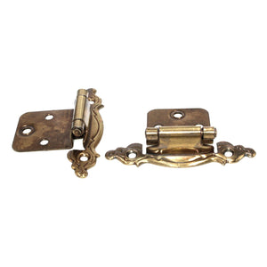 Belwith Pair Lancaster Polished Brass Overlay Self-Closing Cabinet Hinge P294-LP