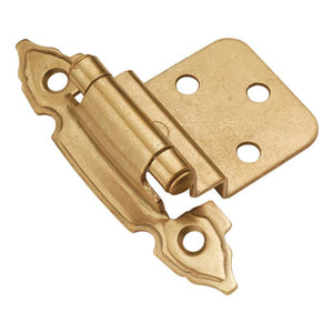 Pair of Hickory Hardware 3/8" Inset Hinges Lancaster Brass Self-Closing P297-LP