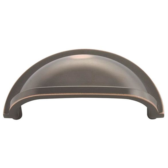 Hickory Hardware Oil Rubbed Bronze Highlighted 3"cc Drawer Cup Pull P3055-OBH