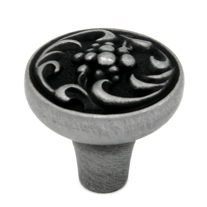 Hickory Hardware Mayfair 1 3/8" Satin Antique Silver Round Ornate Cabinet Knob P3094-SPA