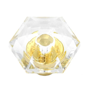 Belwith Keeler Crystal Palace Clear Cabinet Knob with Polished Brass Base P31-CA3