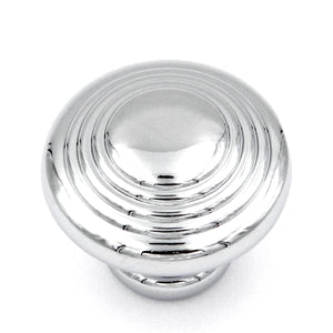 Hickory Hardware Fanfare 1 1/4" Chrome Round Ringed Cabinet Knob P3103-CH