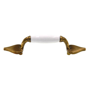 Belwith English Cozy Brass With White 3" Ctr Cabinet Arch Pull Handle P338-W