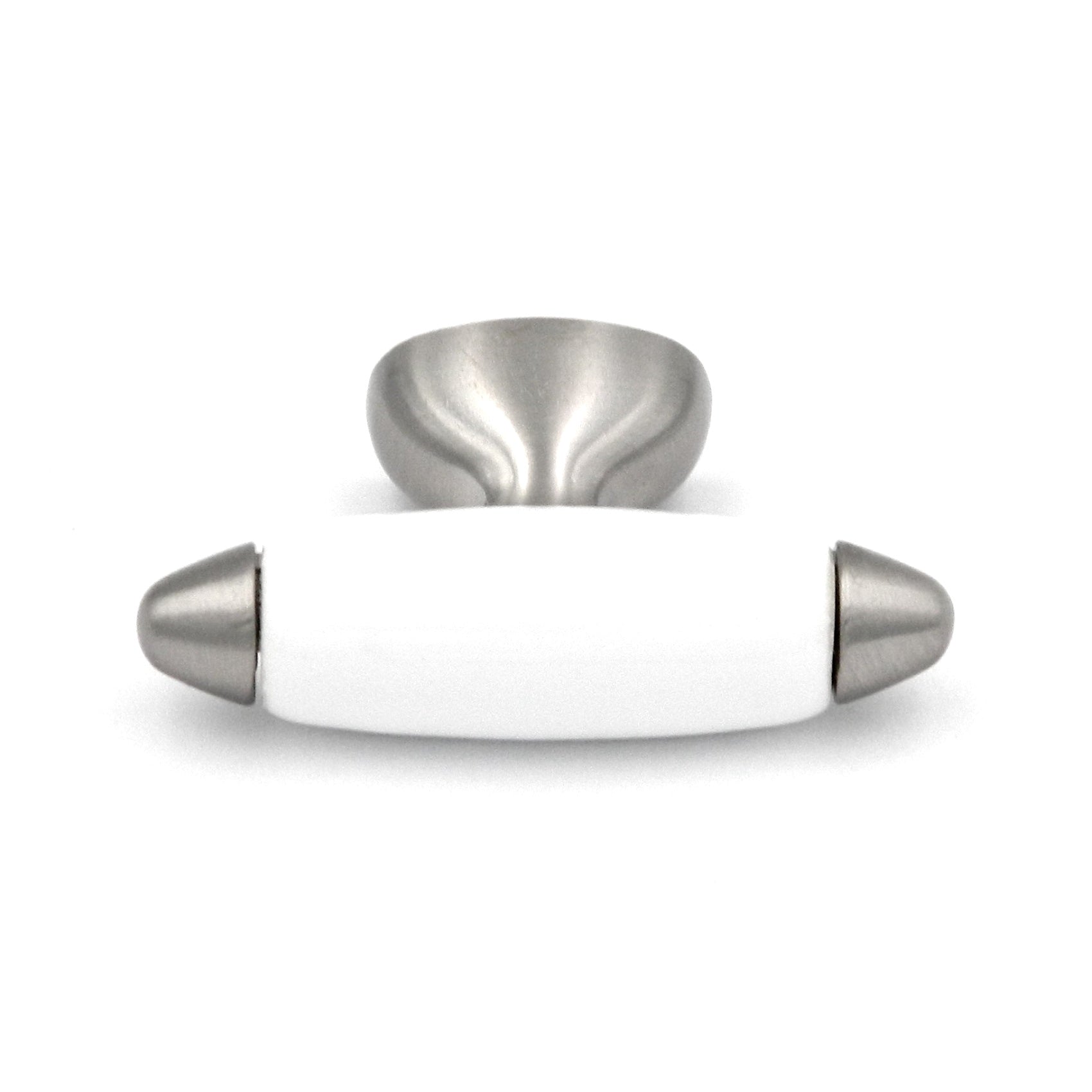 Hickory Hardware Aero 2" Satin Nickel and White Rectangle Cabinet Knob P3391-SNW