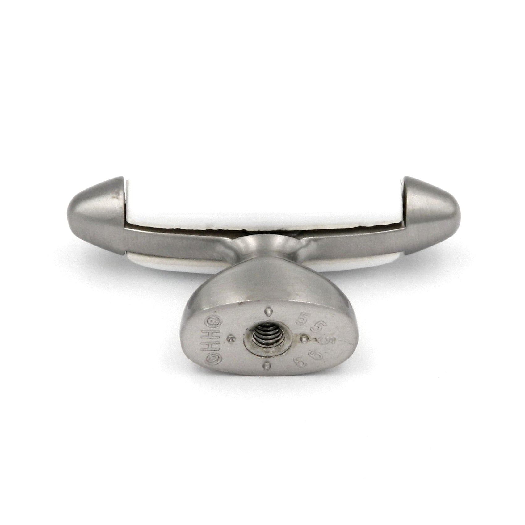 Hickory Hardware Aero 2" Satin Nickel and White Rectangle Cabinet Knob P3391-SNW