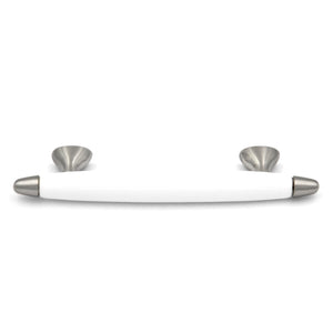 Hickory Hardware P3392-SNW Aero 3" Satin Nickel and White Bar Cabinet Handle Pull