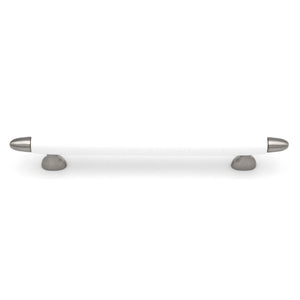 Hickory Hardware Aero Satin Nickel and White Cabinet<br>5" (128mm)cc Handle Pull P3394-SNW