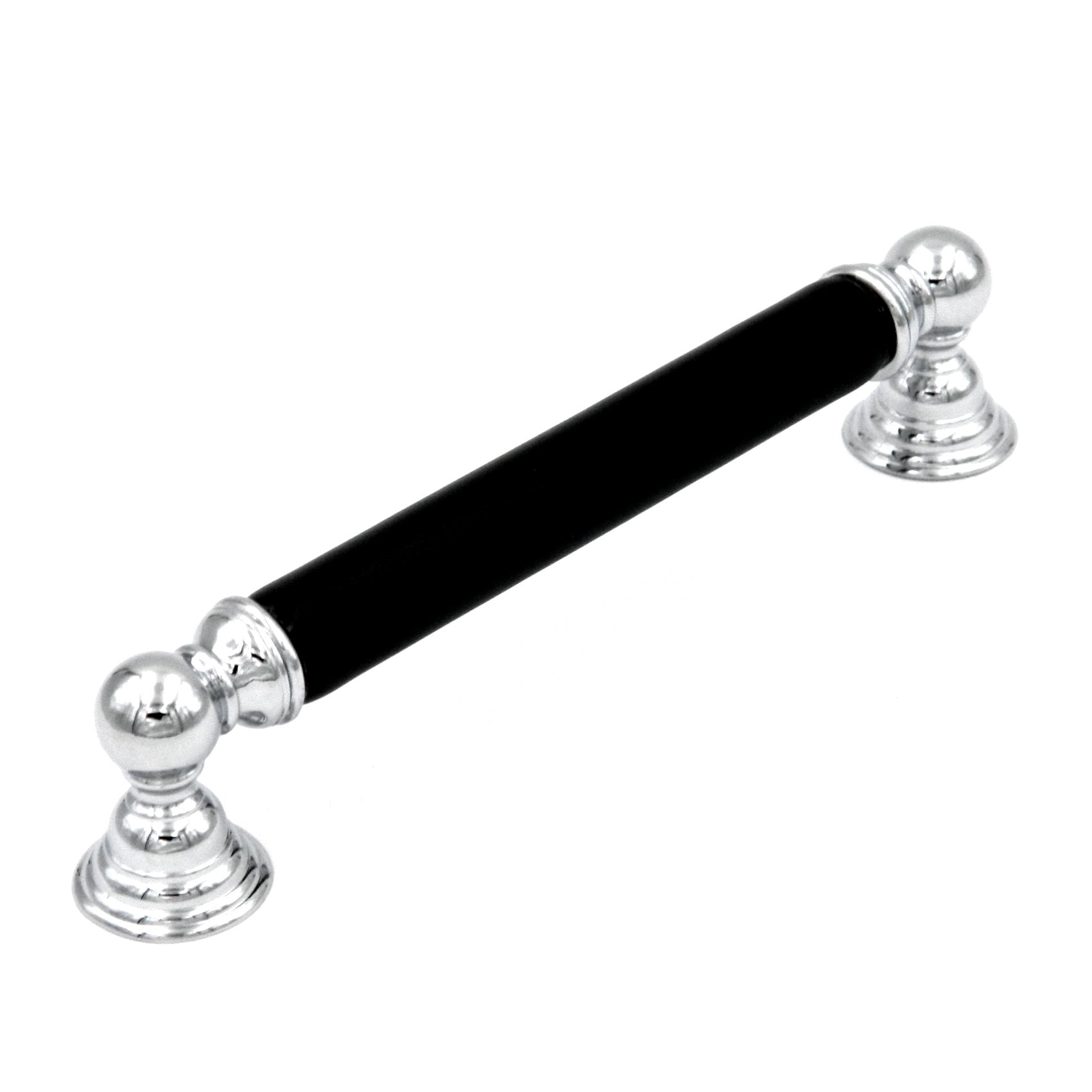 Hickory Gaslight P3414-CHB Tirador de manija de gabinete cromado, central negro de 5" (128 mm) cc