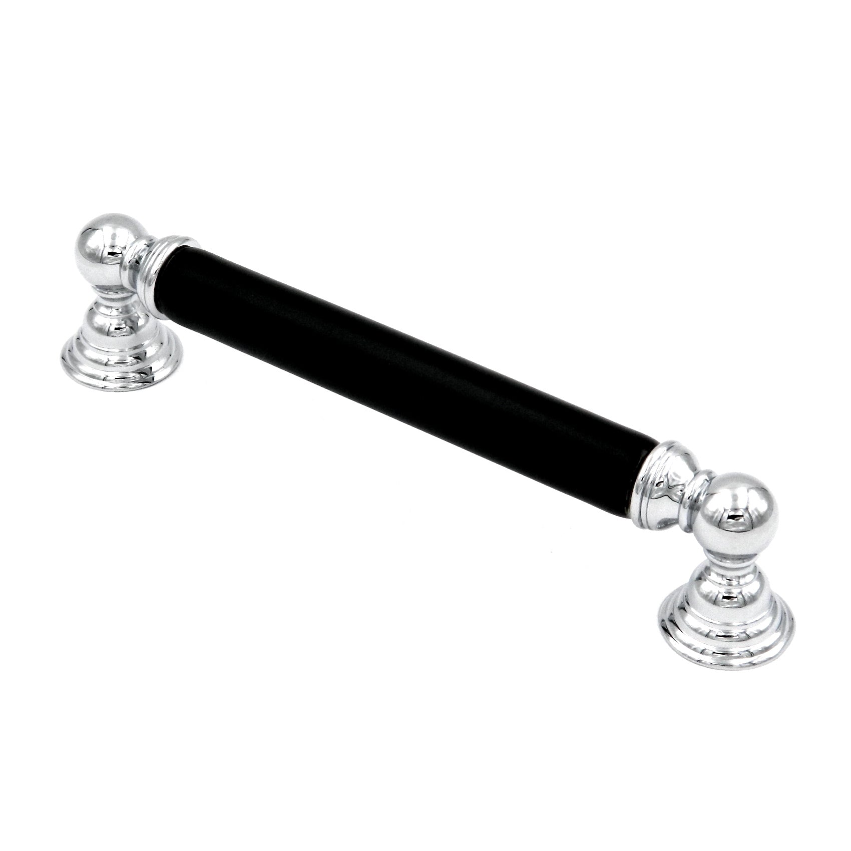 Hickory Gaslight P3414-CHB Tirador de manija de gabinete cromado, central negro de 5" (128 mm) cc