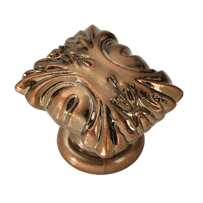 Hickory Hardware Ithica 1 5/16" Antique Rose Gold Rectangle Ornate Cabinet Knob P3430-ARG