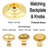 Hickory Hardware Polished Accents Polished Brass Cabinet Knob Backplate P363-3