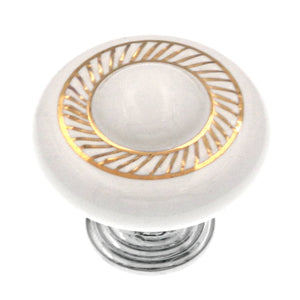 10 Pack Hickory Hardware Eclectic Accents 1 3/8" Polished Chrome and White Cabinet Knob P3644-CHW