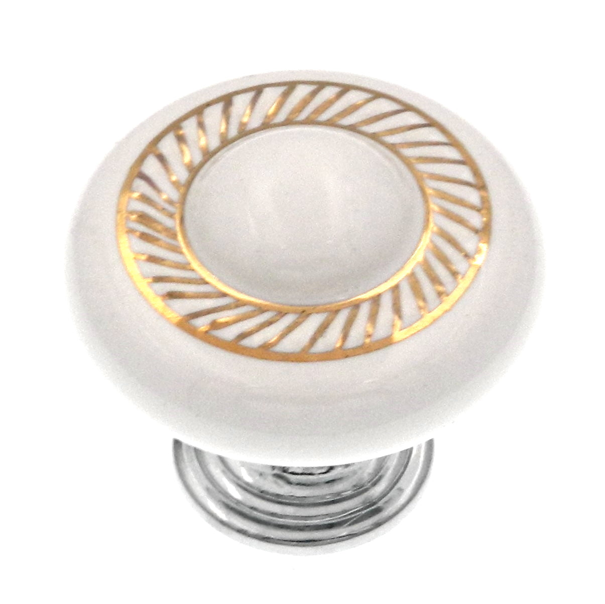 Hickory Hardware Eclectic Accents 1 3/8" cromo pulido y blanco redondo perilla de gabinete P3644-CHW