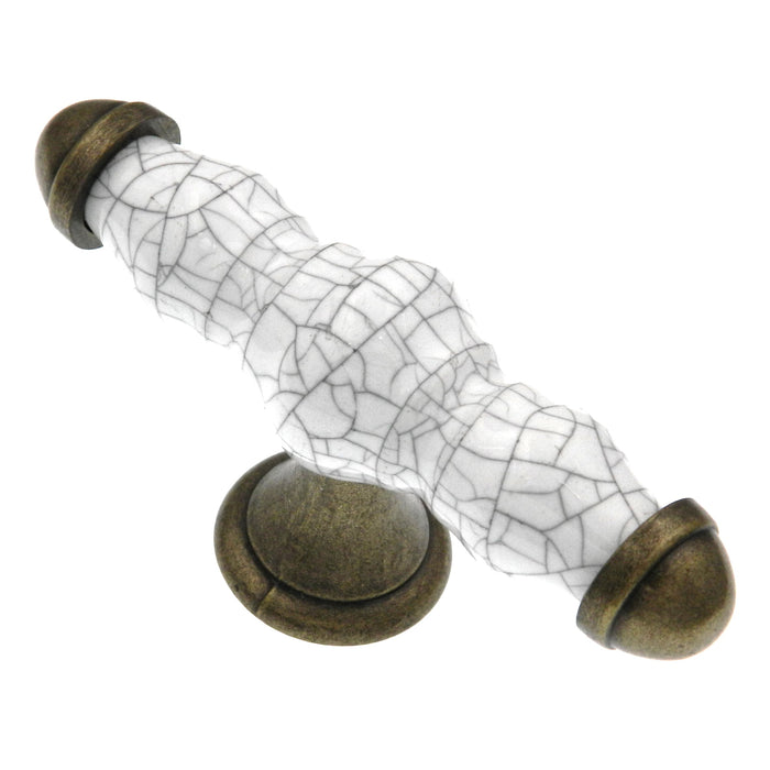 Hickory Hardware Callis Country 3 1/2" Wrought Brass and White Crackle T-Bar Cabinet Knob P3660-WRBWGC