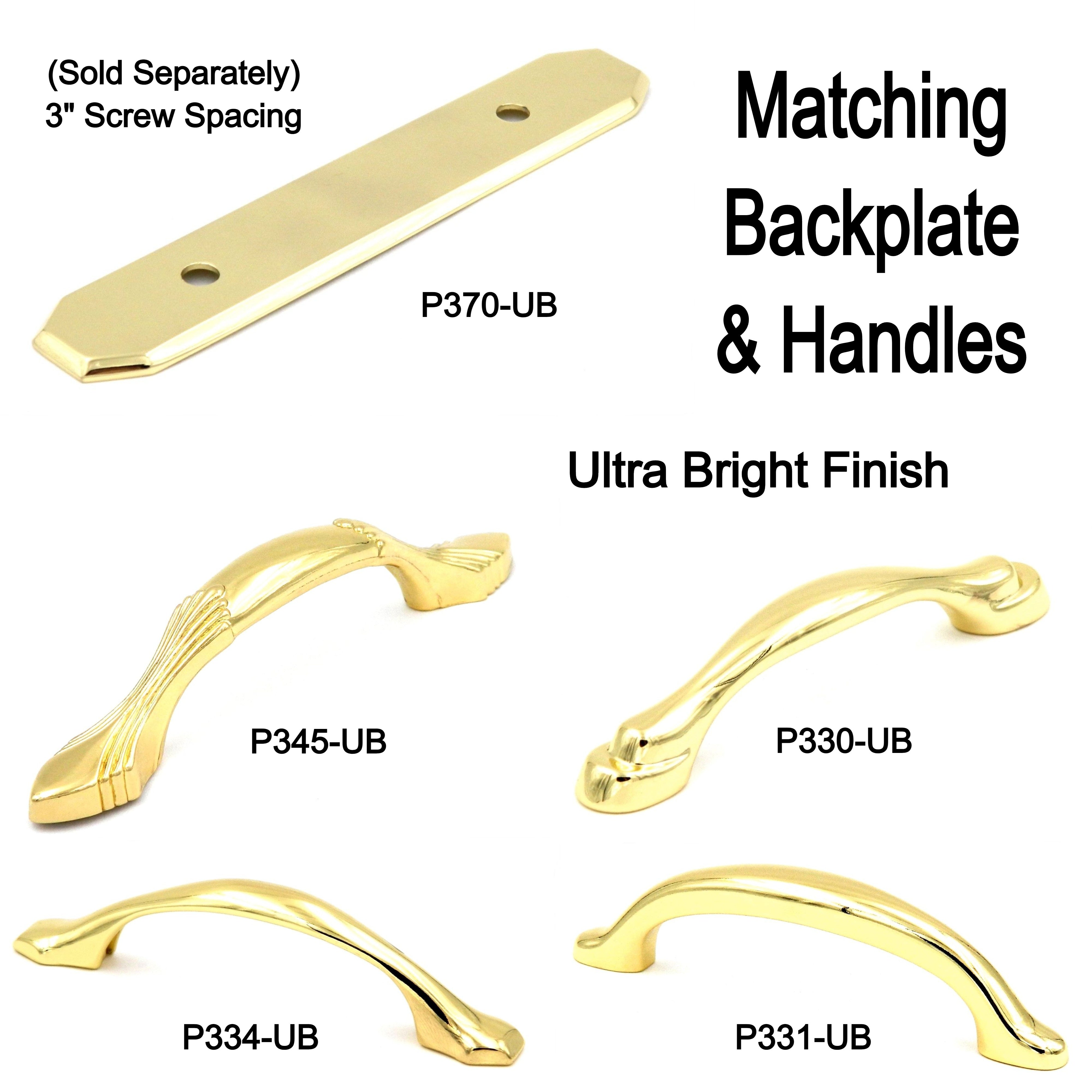 Hickory Hardware P370-UB - Placa trasera para manija de gabinete (latón, 3.0 in), detalles pulidos