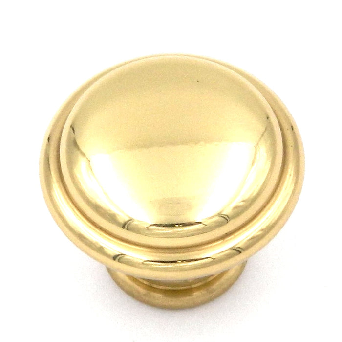 Keeler Period Brass Polished Brass Ringed 1" Solid Brass Cabinet Knob P38