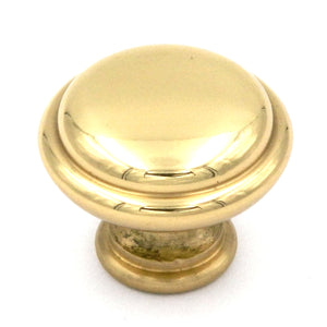 Keeler Period Brass Polished Brass Ringed 1" Solid Brass Cabinet Knob P38