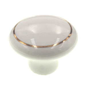 Liberty Ceramic White With Gold Circle 1 1/2" Round Cabinet Knob P40022V-WG