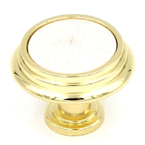 Hickory Hardware Polished Brass and Frosted Maple Wood Center 1 1/4" Cabinet Knob P415-FM