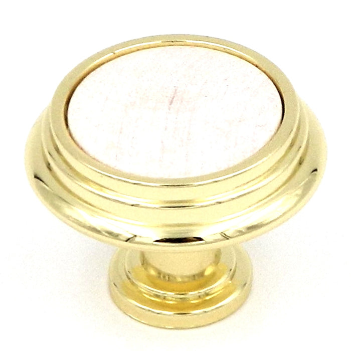 Hickory Hardware Polished Brass and Frosted Maple Wood Center 1 1/4" Cabinet Knob P415-FM