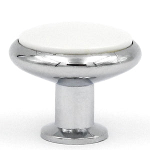 Hickory Hardware Tranquility Chrome & White Round 1 3/8" Porcelain Cabinet Knob P427-26W