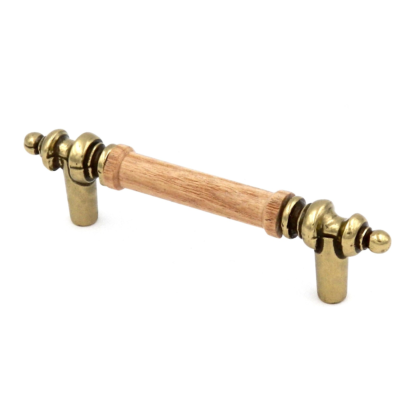 Hickory Hardware Lancaster Polished and Oak Wood Center 3"cc Cabinet Pull P457-OAK