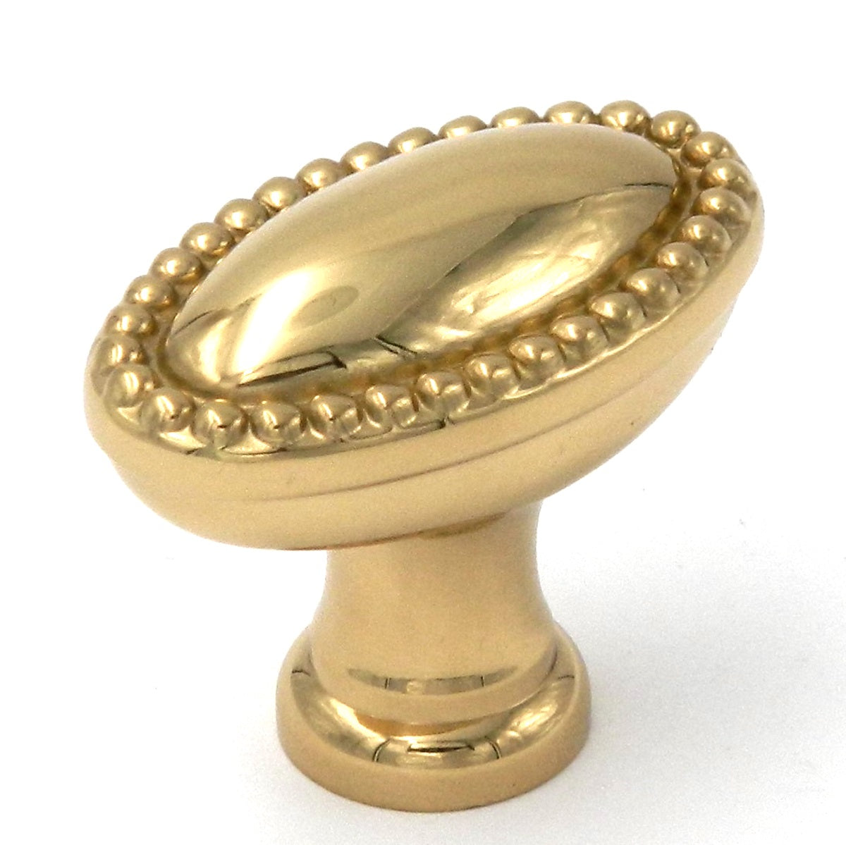 Keeler Savannah Polished Brass Oval Beaded Edge 1 3/8" Solid Brass Cabinet Knob P47