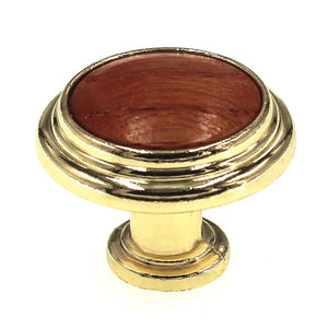 Liberty Polished Brass With Wood 1 1/4" Round Cabinet Knob P50084V-PB3-C