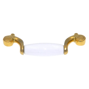 Hickory Hardware Tranquility Satin Brass White 3"cc Cabinet Handle Pull P511-SB