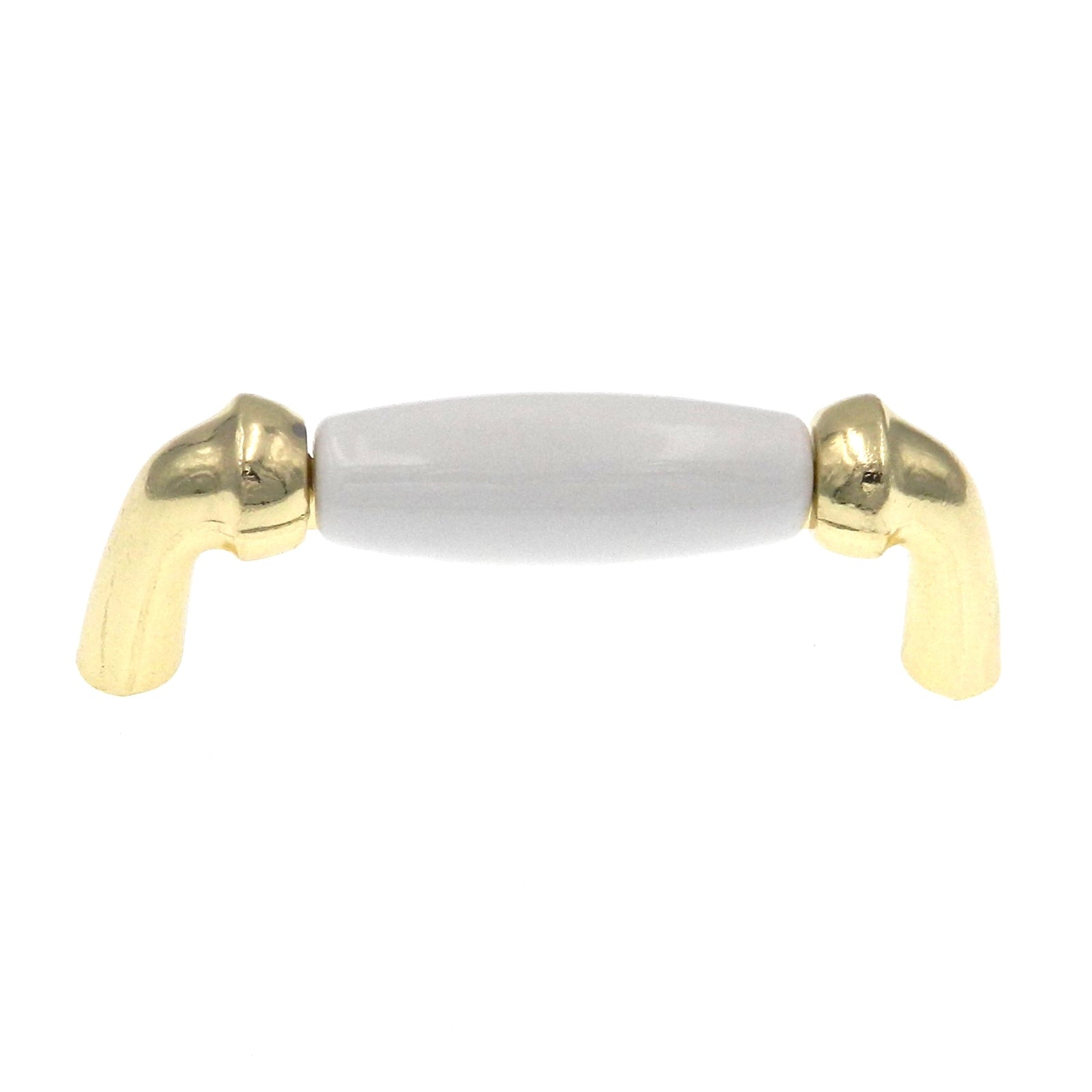 Hickory Hardware Newport P536-PB - Tirador para gabinete (latón pulido y porcelana blanca, 3.0 in)