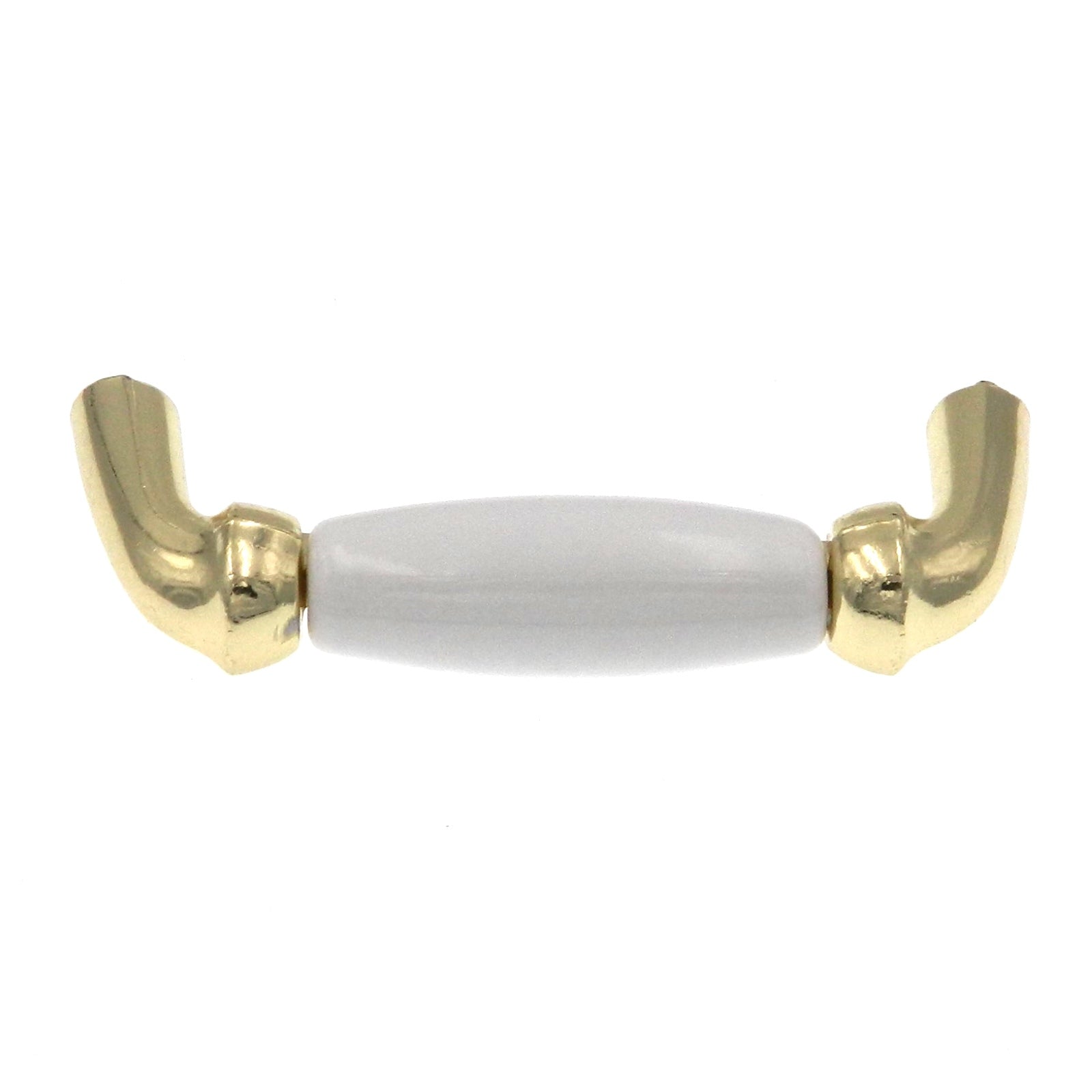 Hickory Hardware Newport P536-PB - Tirador para gabinete (latón pulido y porcelana blanca, 3.0 in)