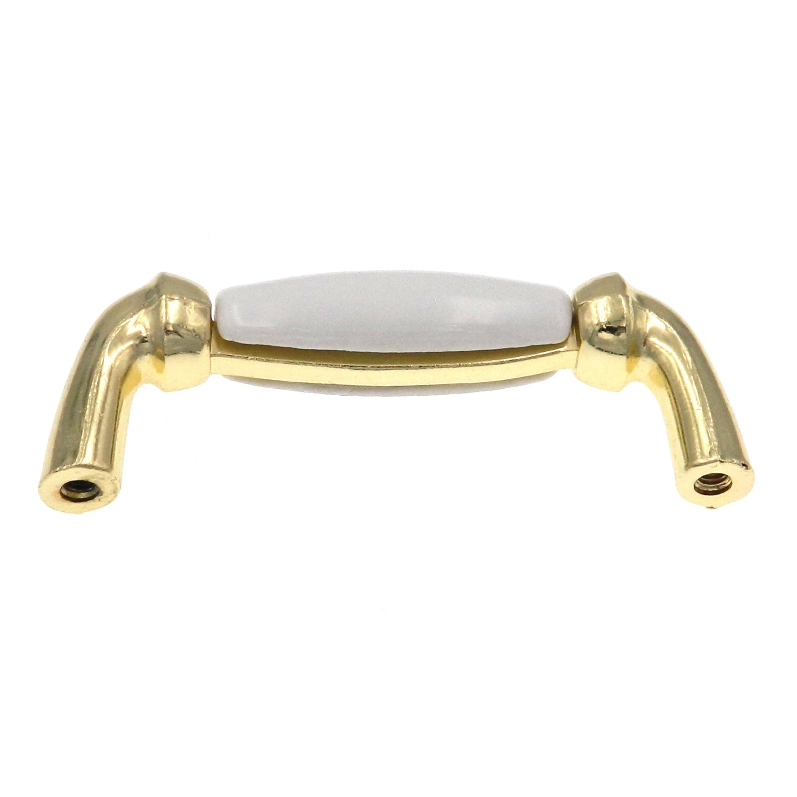 Hickory Hardware Newport P536-PB - Tirador para gabinete (latón pulido y porcelana blanca, 3.0 in)