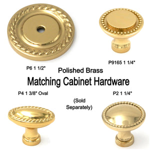 Hickory Hardware Polished Brass Annapolis 1 1/2" Solid Brass Knob Backplate P6