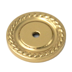 Hickory Hardware Polished Brass Annapolis 1 1/2" Solid Brass Knob Backplate P6
