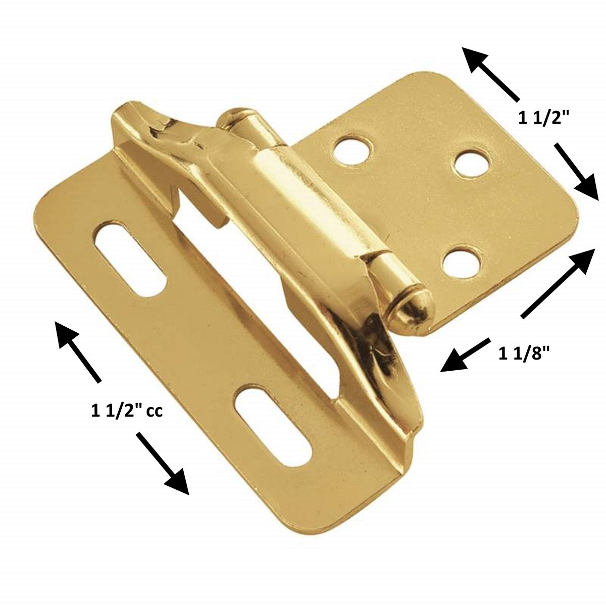 Pair of Hickory Polished Brass Partial Wrap 1/4" Overlay Hinges P60010F-3
