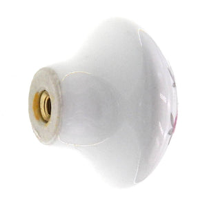 Belwith English Cozy White With Pink Rose 1 3/8" Porcelain Cabinet Knob P602-PR